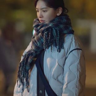 2024章若楠李晓悦同款蓝色白鸭绒羽绒服外套防寒