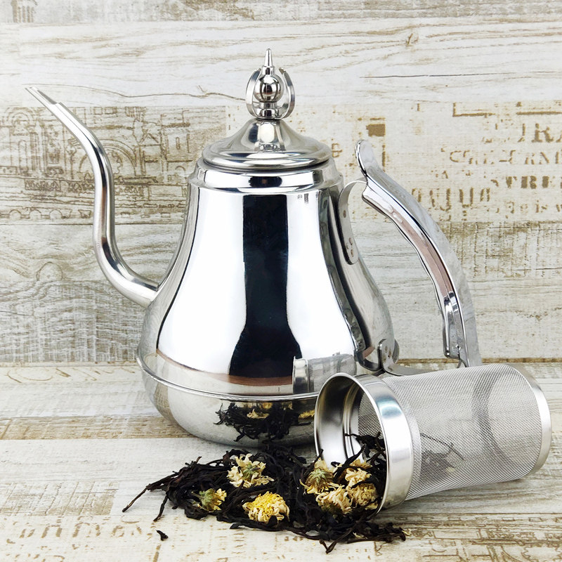 不锈钢茶壶简约中东烧水壶高档咖啡壶细嘴小壶酒壶饭店简约泡茶壶