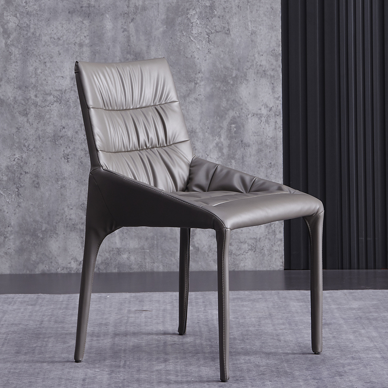 意式简约真皮靠背餐椅