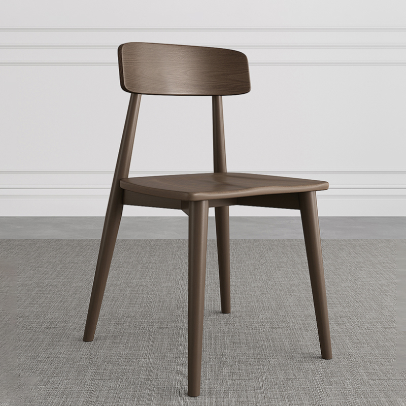 胡桃色全木餐椅橡木现代简约