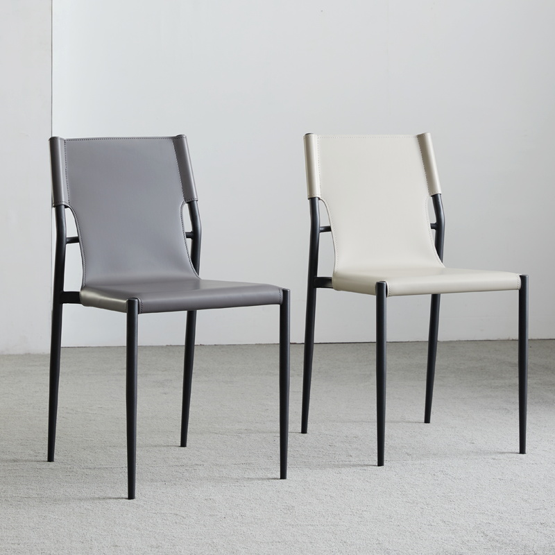 马鞍皮餐椅家用轻奢酒店