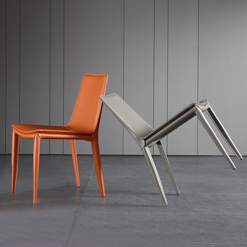 马鞍皮餐椅简约家用北欧轻奢