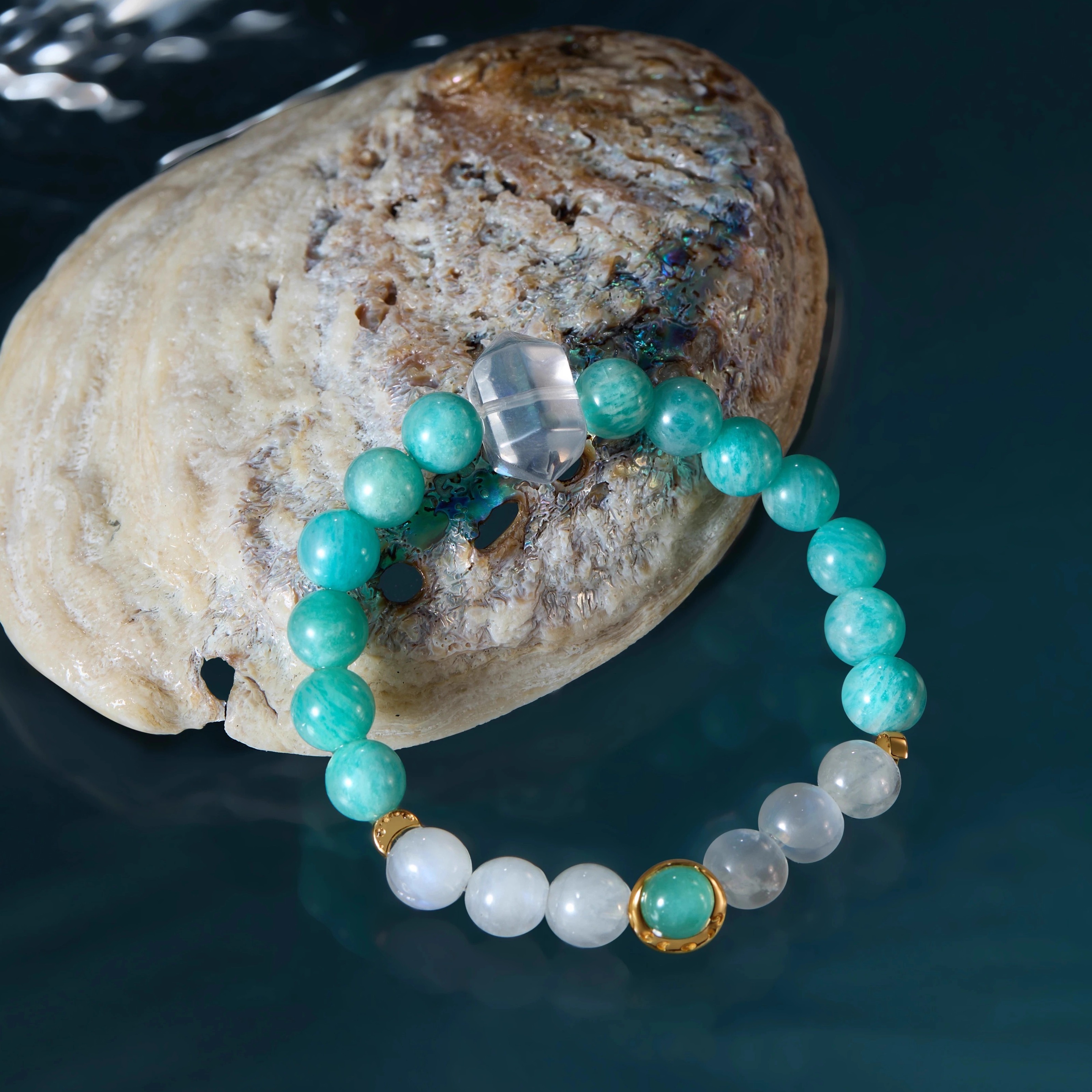 Aurozia「月序/夜光祈语」月相&月亮珍珠天河石月光石白水晶手串