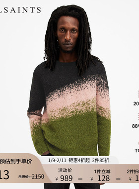 ALLSAINTS男士渐变条纹羊毛混纺毛衣时尚秋冬季男装M052KB