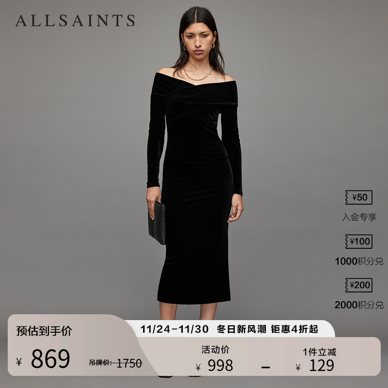 ALLSAINTS女士黑色连衣裙
