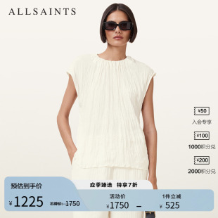 ALLSAINTS女士洋气短袖 新W100PC 上衣休闲褶饰女装 2025年秋季