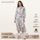 ALLSAINTS女士印花连衣裙亚麻混纺轻盈长裙2025年秋季 女装 W047DC