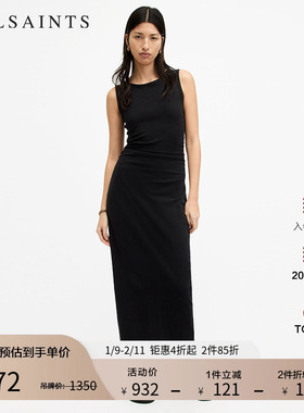 ALLSAINTS女士无袖连衣裙长款修身背心裙子秋季女装W297DA