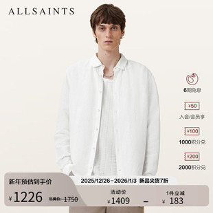 亚麻混纺简约通勤衬衣2025年秋季 白衬衫 M160SC 长袖 ALLSAINTS男士