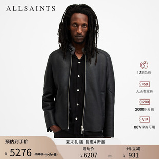 ALLSAINTS男士修身毛领皮衣HAYWARD真皮夹克外套春秋季款男装