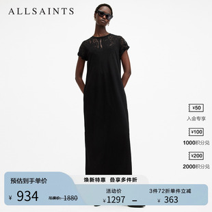 经典 ALLSAINTS女士宽松连衣裙简约百搭黑色长裙子秋季 W295DB