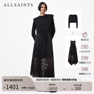 ALLSAINTS女士波点连衣裙两件套裙装 W260DB 垫肩毛衣百褶裙秋季