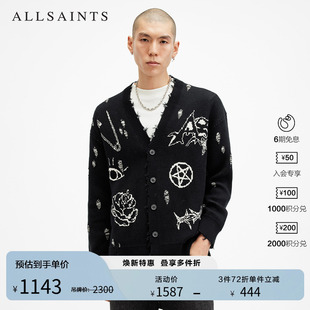 M058KB 明星同款 ALLSAINTS男士 破洞针织开衫 哥特毛衣2025春夏新款