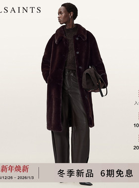 ALLSAINTS女士长款毛绒大衣保暖毛呢外套2025冬季新款W131OD
