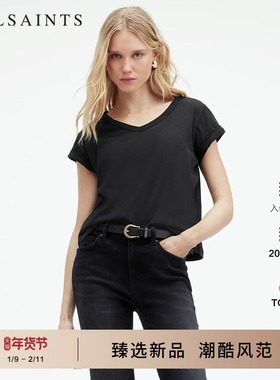 ALLSAINTS女士V领短袖T恤柔软简约上衣2026年春季款W024JZ