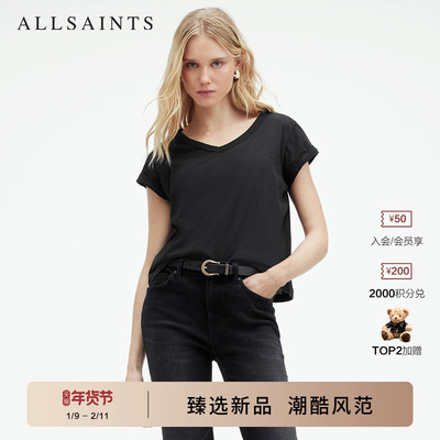 ALLSAINTS女士V领短袖T恤