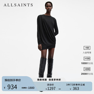 W160DB ALLSAINTS女士简约连衣裙轻盈迷你小黑裙2025年秋季