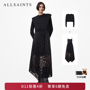 ALLSAINTS女士波点连衣裙两件套裙装垫肩毛衣百褶裙秋季W260DB