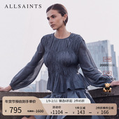 ALLSAINTS女士灯笼长袖 W020PD 新款 上衣精致褶饰衬衫 2025年秋季