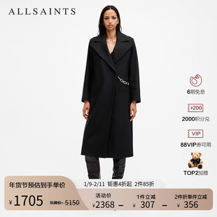ALLSAINTS女士羊毛混纺风衣外套长款大衣秋季款女装款W052OB