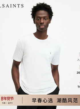 ALLSAINTS男士圆领T恤羊头刺绣上衣纯色内搭春季款男装M030JB