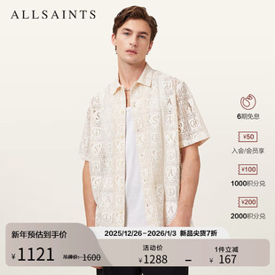 男装 ALLSAINTS男士 衬衣2025年秋季 度假风短袖 M028SD 休闲蕾丝衬衫