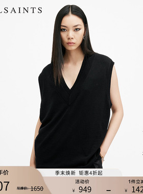 ALLSAINTS女士V领针织背心百搭羊毛套头上衣春季女装W036KB