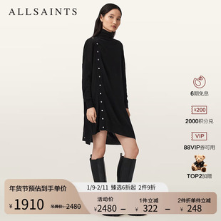 ALLSAINTS女士高领针织连衣裙时尚羊毛混纺2025秋新款W071DD