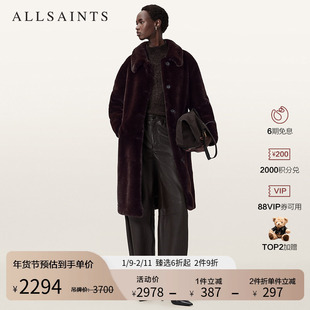 ALLSAINTS女士长款毛绒大衣保暖毛呢外套2025冬季新款W131OD