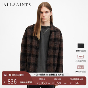 秋季 上衣羊毛混纺开衫 M040KB 毛边格纹衬衫 ALLSAINTS男士