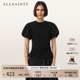 ALLSAINTS女士可爱褶皱T恤修身 W013JD 新款 泡泡袖 上衣2025年秋季