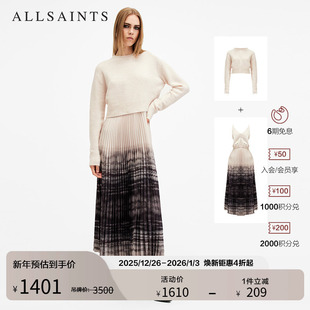 ALLSAINTS女士渐变扎染连衣裙两件套裙装 套头毛衣百褶裙秋W207DB