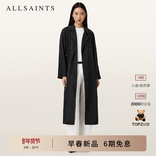 ALLSAINTS女士系带风衣外套LIZIE宽松休闲长款2026年春季新款