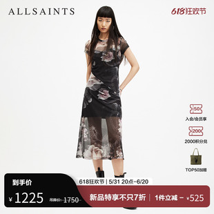 ALLSAINTS女士度假风印花连衣裙轻盈长裙2024年夏季 WD506Z 新款