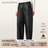 明星同款 W026TD 子2025秋冬新款 ALLSAINTS女士街头宽松皮裤 休闲裤