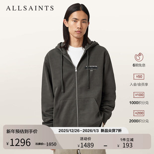 新款 ALLSAINTS男士 印花2025秋季 宽松时尚 M025ND 连帽卫衣拉链衫
