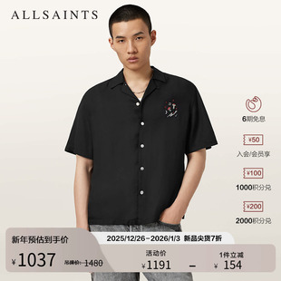 新款 ALLSAINTS男士 威夷衬衣2025年秋季 时尚 M057SD 花卉刺绣衬衫