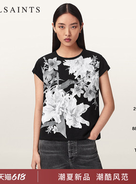 ALLSAINTS女士时尚花卉T恤CRYSTAL印花短袖上衣2026夏季新款