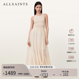 W188DC 飘逸长裙2026年春季 ALLSAINTS女士修身 气质薄纱连衣裙无袖