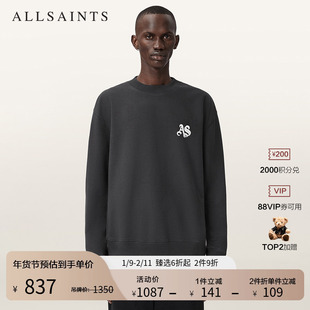 ALLSAINTS男士哥特字母卫衣宽松圆领套头衫2025冬新款M011NE