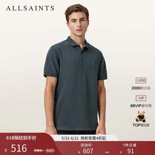 ALLSAINTS男士修身羊头Polo衫简约短袖T恤2026年夏季M075PB