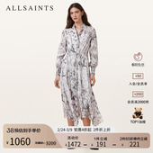 ALLSAINTS女士印花连衣裙亚麻混纺轻盈长裙2026年春季 W047DC 女装