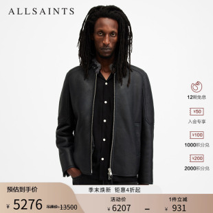 ALLSAINTS男士修身毛领皮衣HAYWARD真皮夹克外套春秋季款男装