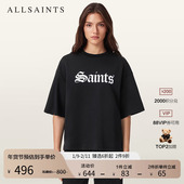 ALLSAINTS女士哥特风字母T恤宽松落肩五分袖 2025秋新款 W139JD
