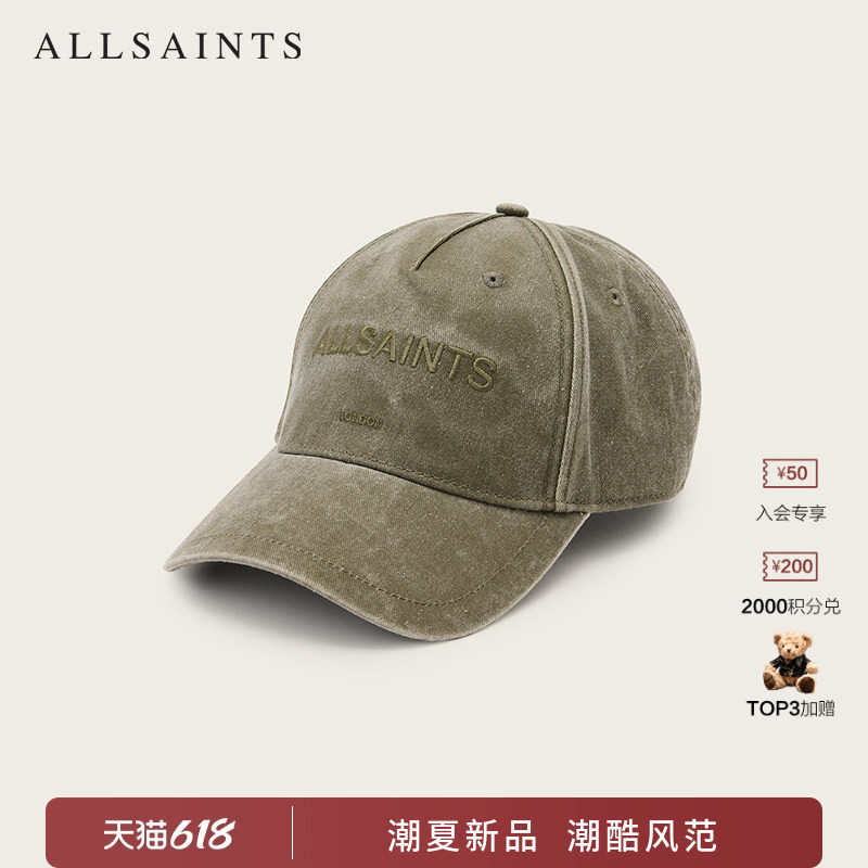 ALLSAINTS男士做旧棒球帽UNDERGROUND复古Logo鸭舌帽26夏新款