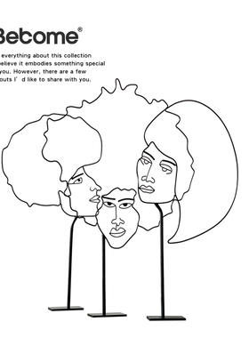 研舍摩登创意现代简约设计金属糖人物摆件装饰玄关桌面电视柜摆放