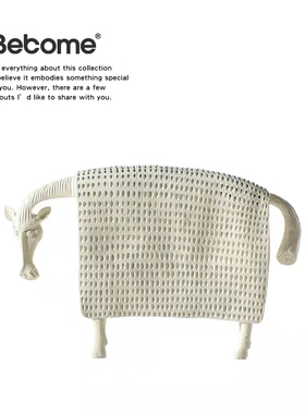 牛客厅书房桌面摆件金属复古