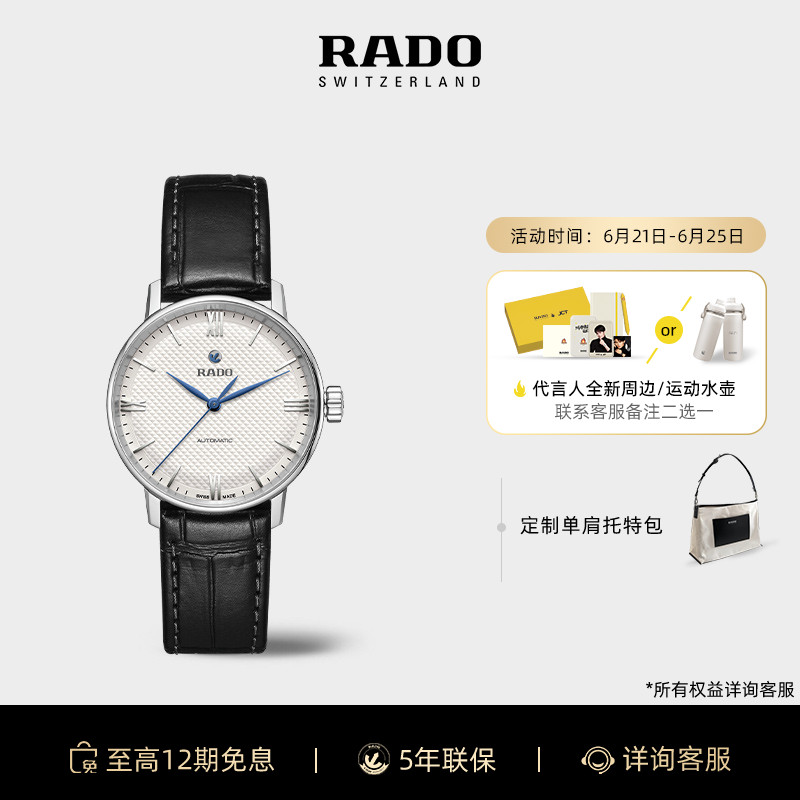 Rado瑞士雷达表晶璨机械表精钢皮带小表盘手表女款