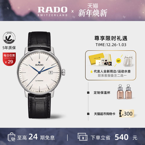 Rado雷达晶璨皮带精钢机械男表