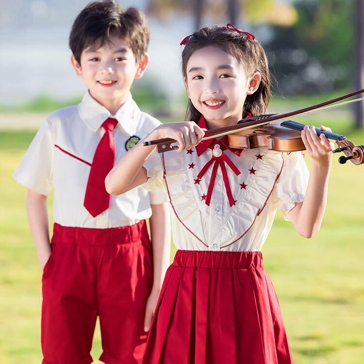 男女孩大合唱演出舞蹈服夏季诗歌朗诵服小学生毕业照表演班服套装